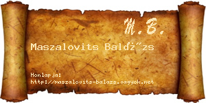 Maszalovits Balázs névjegykártya